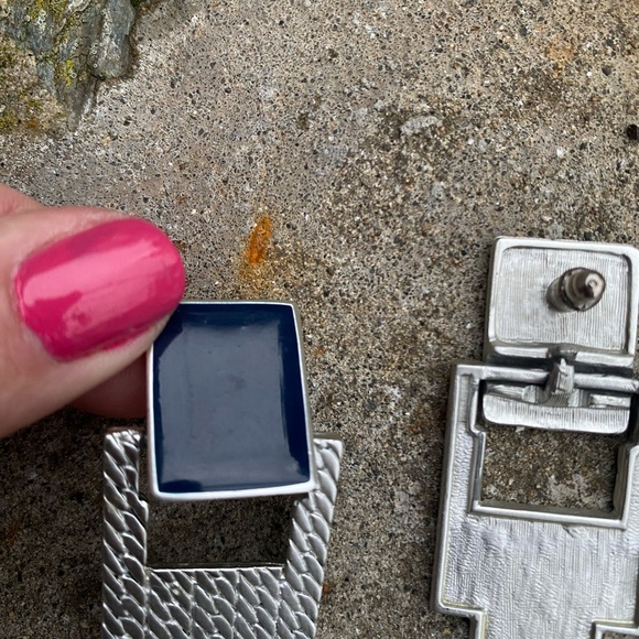 Art deco, Vintage sliverplated/ deep blue earrings. - Picture 5 of 7